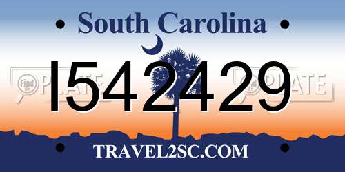 I542429 South Carolina License Plate