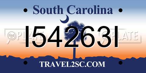 I54263I South Carolina License Plate