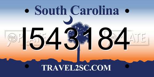 I543184 South Carolina License Plate