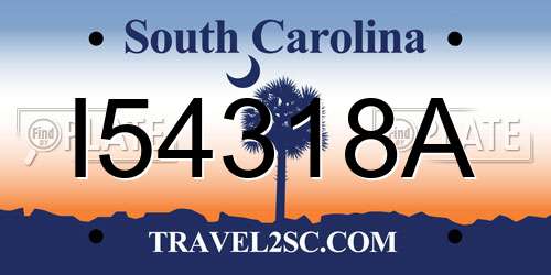 I54318A South Carolina License Plate