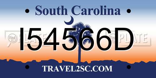I54566D South Carolina License Plate