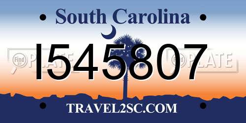 I545807 South Carolina License Plate