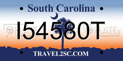 I54580T South Carolina License Plate