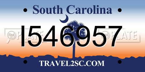I546957 South Carolina License Plate