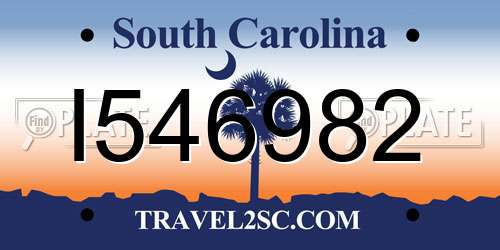 I546982 South Carolina License Plate