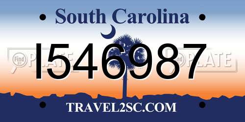 I546987 South Carolina License Plate