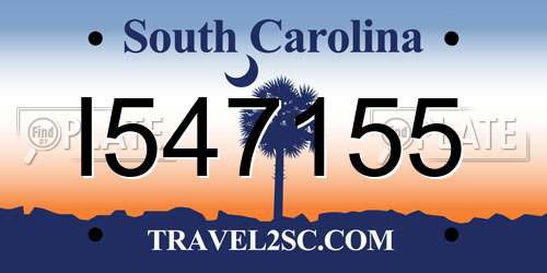 I547155 South Carolina License Plate