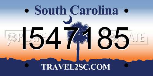 I547185 South Carolina License Plate