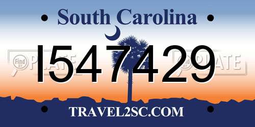 I547429 South Carolina License Plate