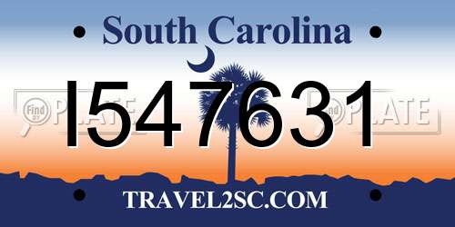 I547631 South Carolina License Plate