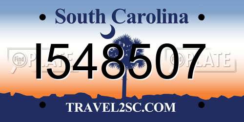 I548507 South Carolina License Plate