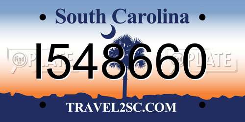 I548660 South Carolina License Plate