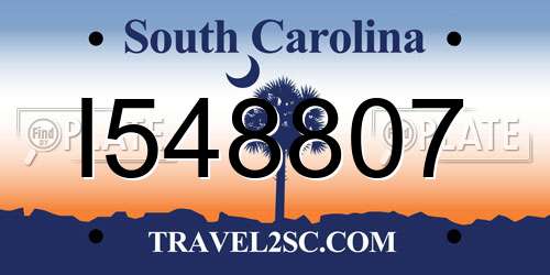 I548807 South Carolina License Plate