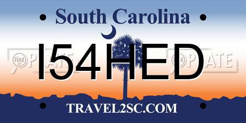 I54HED South Carolina License Plate