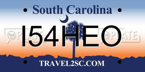 I54HEO South Carolina License Plate
