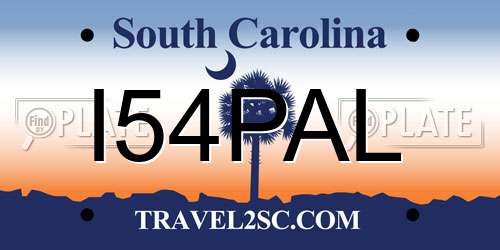 I54PAL South Carolina License Plate