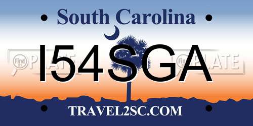 I54SGA South Carolina License Plate