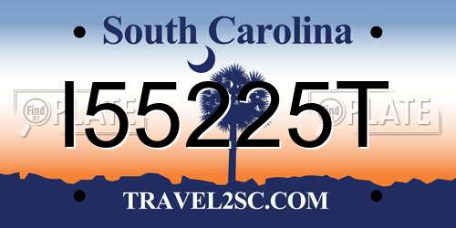 I55225T South Carolina License Plate