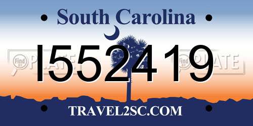 I552419 South Carolina License Plate