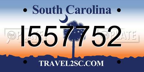 I557752 South Carolina License Plate