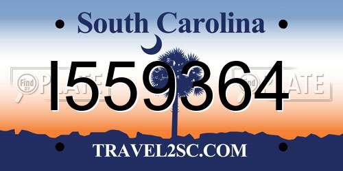 I559364 South Carolina License Plate