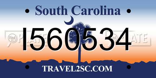 I560534 South Carolina License Plate