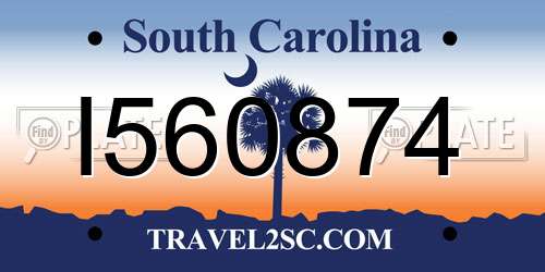 I560874 South Carolina License Plate