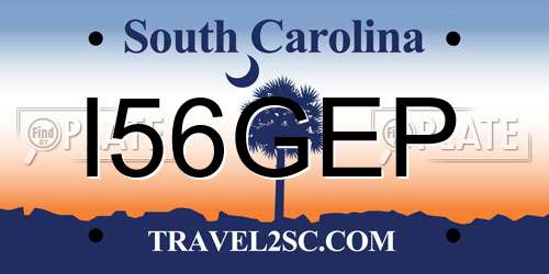 I56GEP South Carolina License Plate