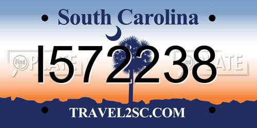 I572238 South Carolina License Plate