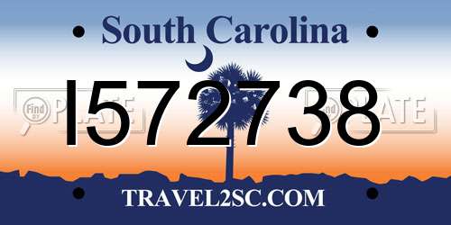 I572738 South Carolina License Plate
