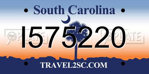 I575220 South Carolina License Plate