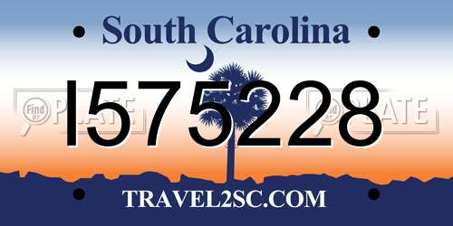 I575228 South Carolina License Plate