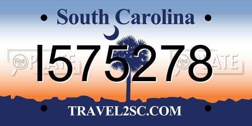 I575278 South Carolina License Plate