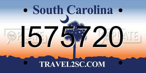 I575720 South Carolina License Plate