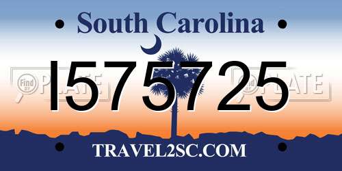 I575725 South Carolina License Plate