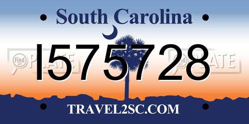 I575728 South Carolina License Plate