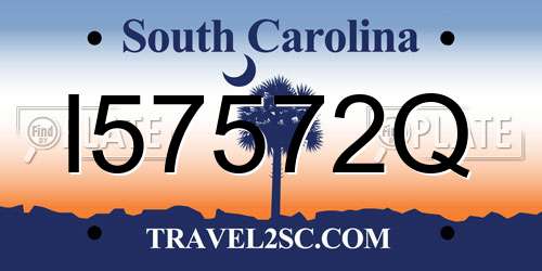 I57572Q South Carolina License Plate