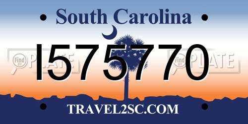 I575770 South Carolina License Plate
