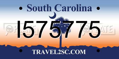 I575775 South Carolina License Plate