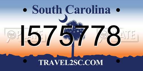 I575778 South Carolina License Plate