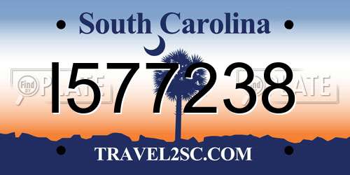 I577238 South Carolina License Plate