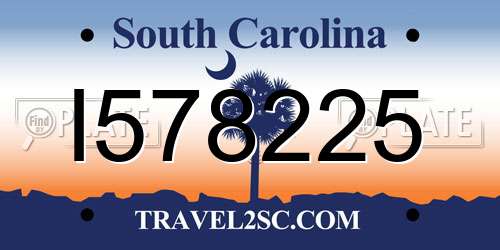 I578225 South Carolina License Plate