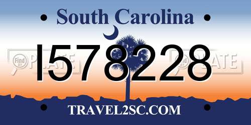 I578228 South Carolina License Plate
