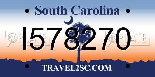 I578270 South Carolina License Plate