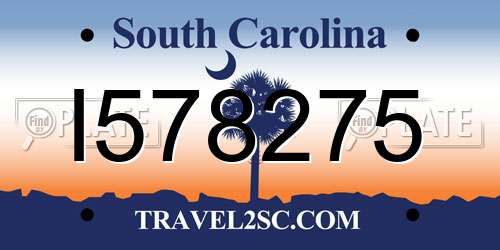 I578275 South Carolina License Plate