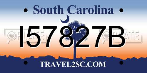I57827B South Carolina License Plate