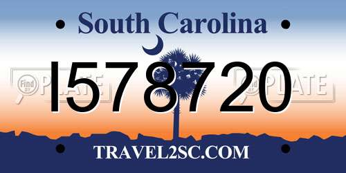 I578720 South Carolina License Plate