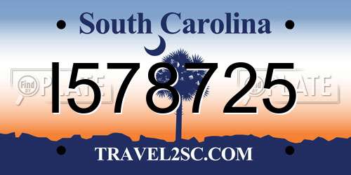 I578725 South Carolina License Plate