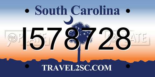 I578728 South Carolina License Plate