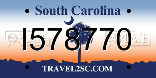 I578770 South Carolina License Plate